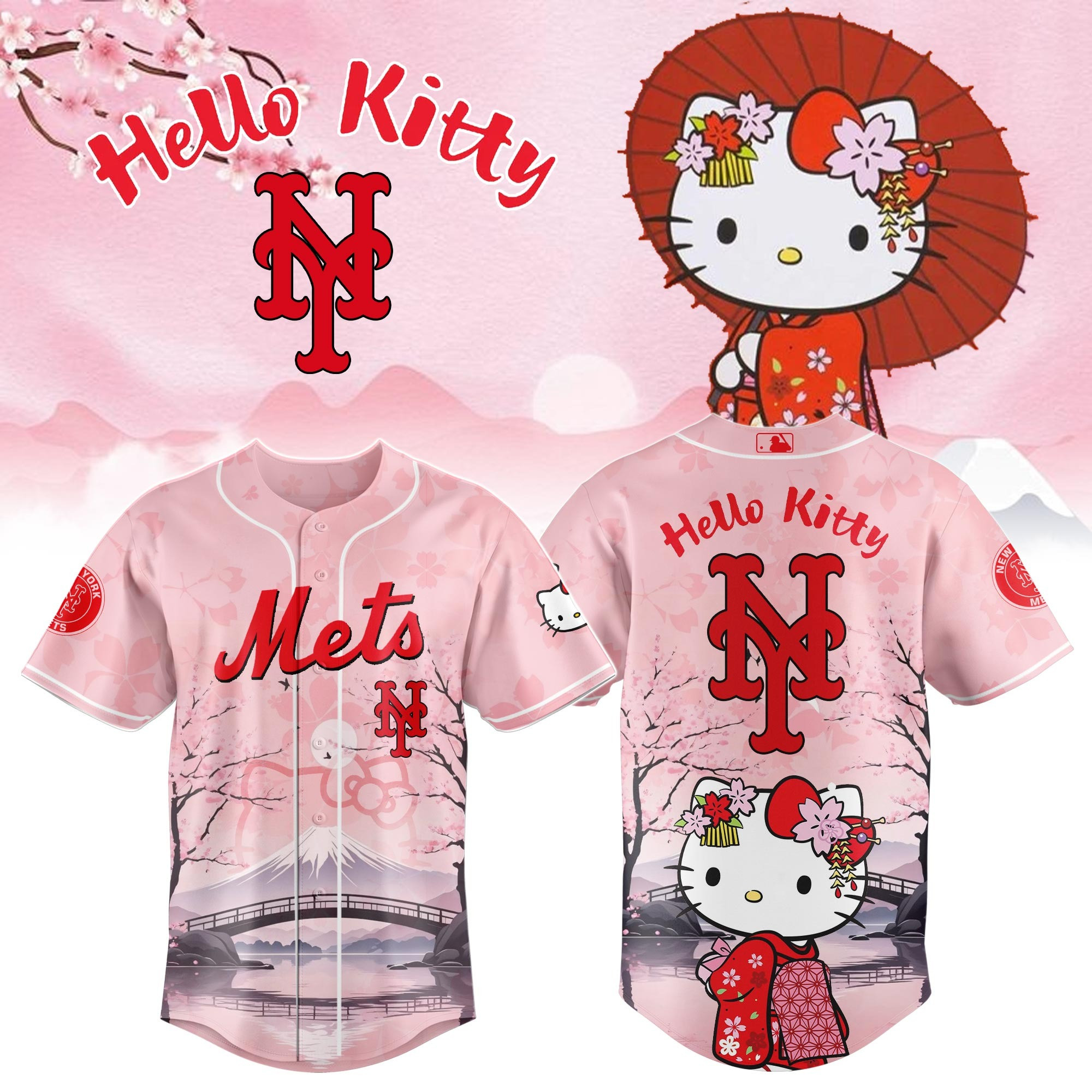 NY Mets Kitty-Chan Baseball Jersey Baseball Lover Gift Ideas