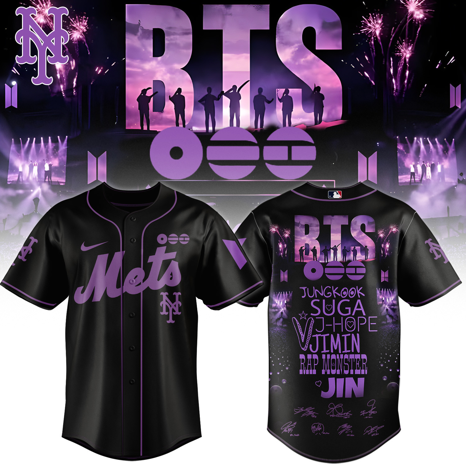 NY Mets x BTS Arirang World Tour 2026 Baseball Jersey Game Day Clothing BTS Lover Gift