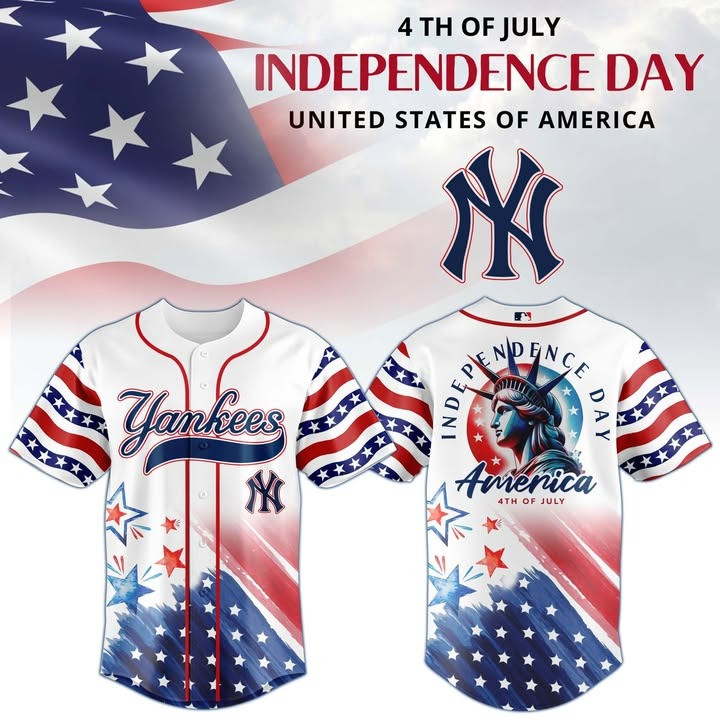 NY New York Yankees 4Th Of July Jersey MLB Merch Happy Independence Day Fan Patriotic Gifts