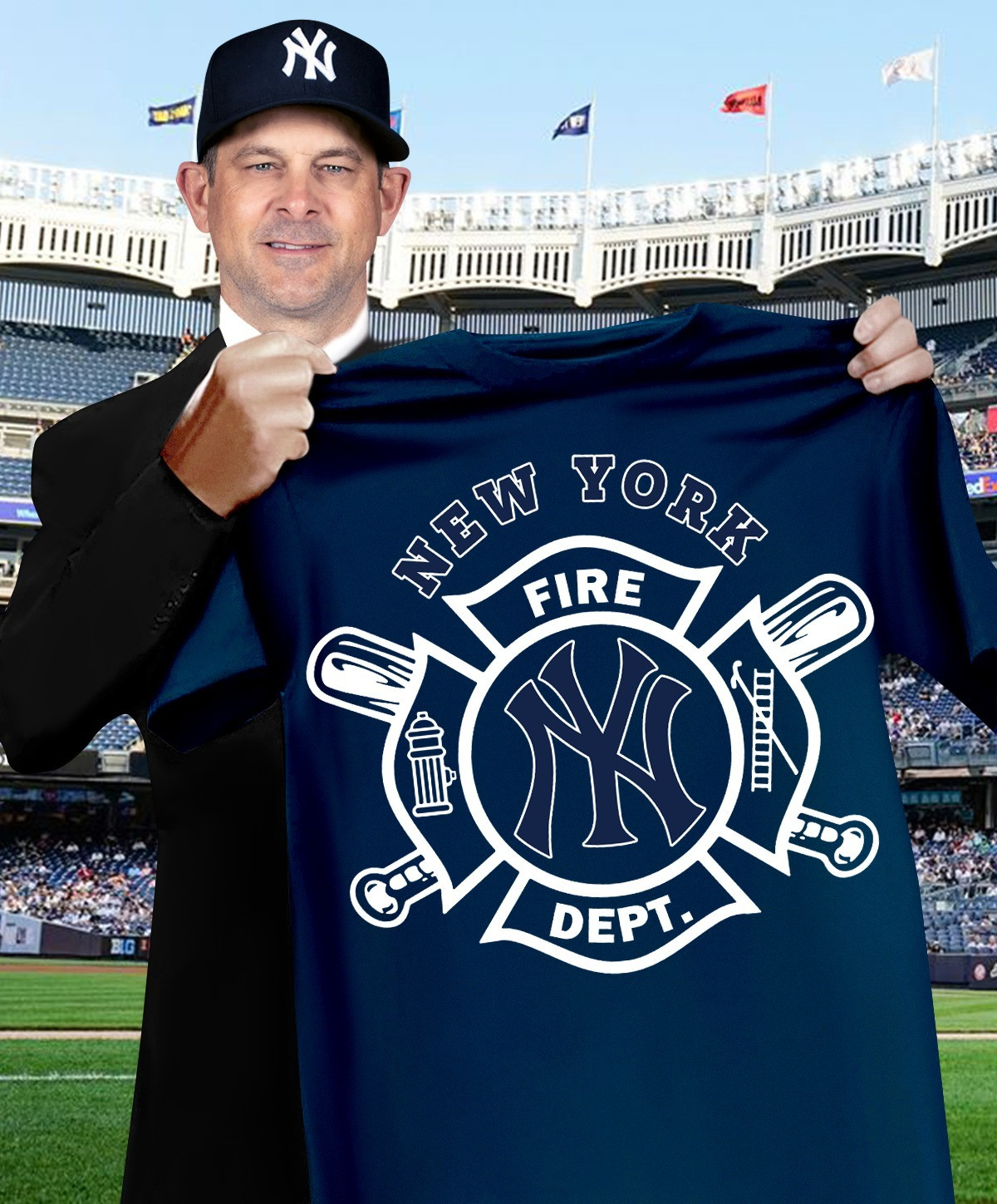 NY New York Yankees Firefighter Dept T-Shirt Firefighters Night Baseball Fan Gifts For Him