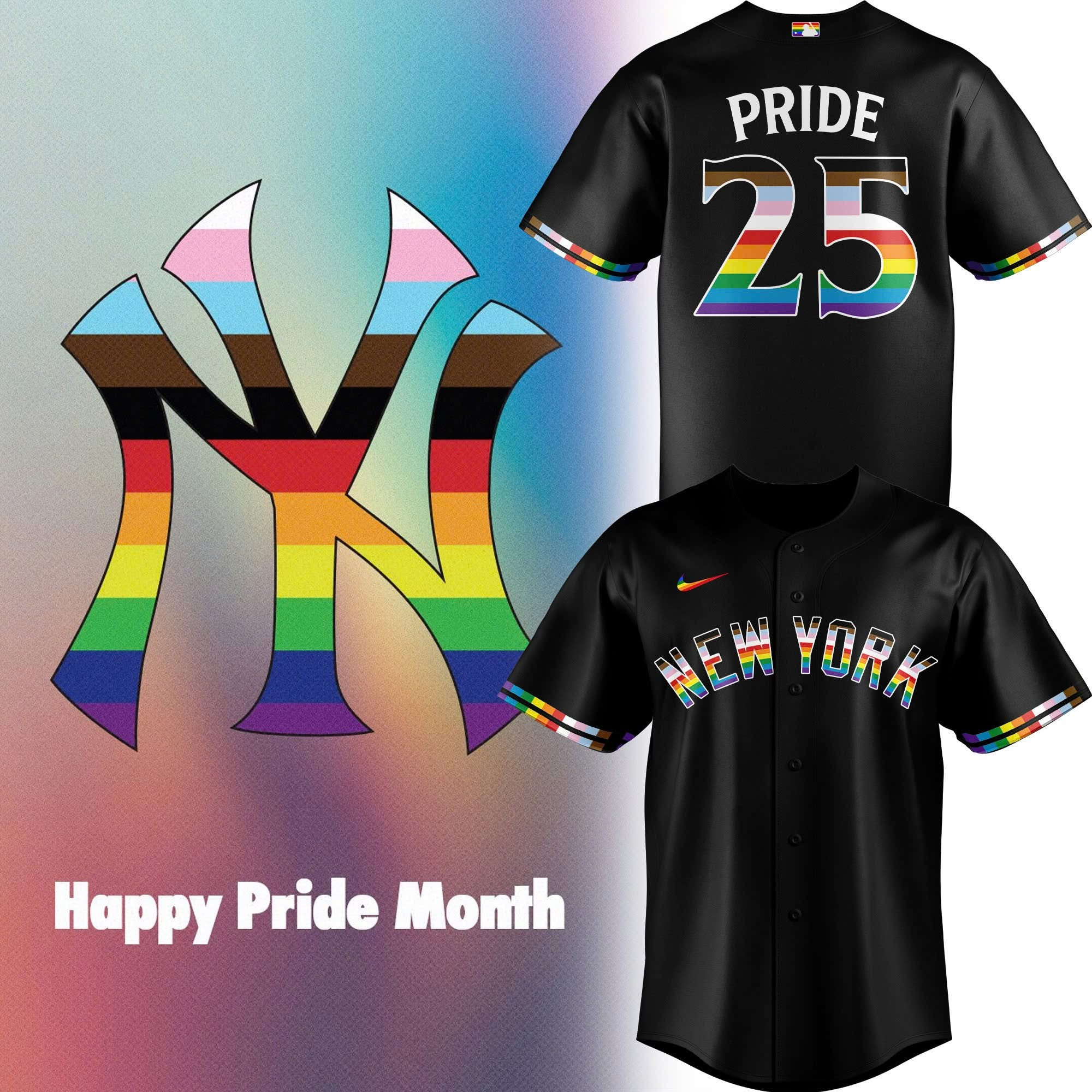 NY New York Yankees Happy Pride Month 2025 Jersey MLB Merch Support LGBT Pride Merch