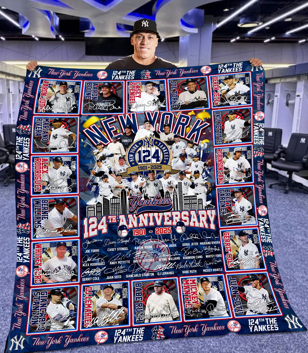 NY Yankees 124th Anniversary 1901-2025 Fleece Blanket Merch Best Gifts For Yankees Fans
