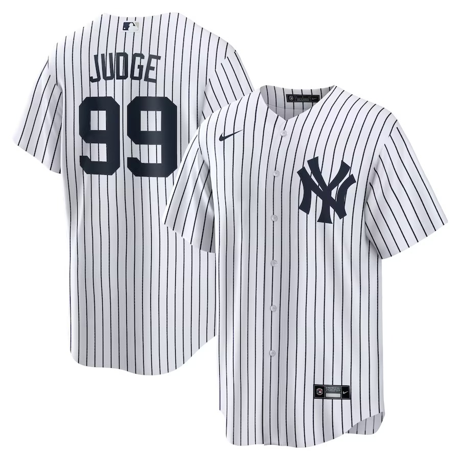 NY Yankees Aaron Judge White Home Replica Player Name Jersey Gifts For Baseball Fans