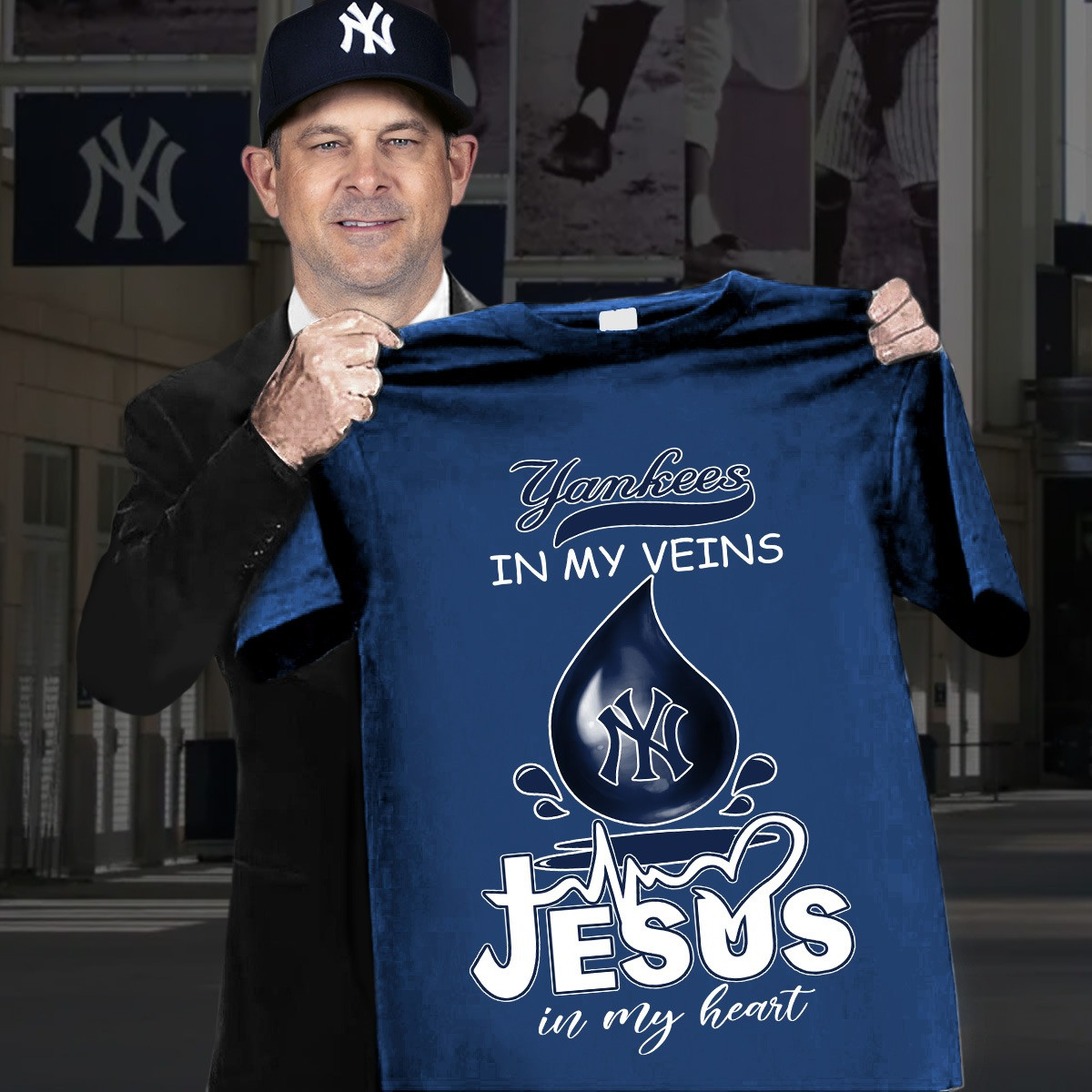 NY Yankees In My Veins Jesus In My Heart Shirt Faith Best Gifts For Fans Father's Day