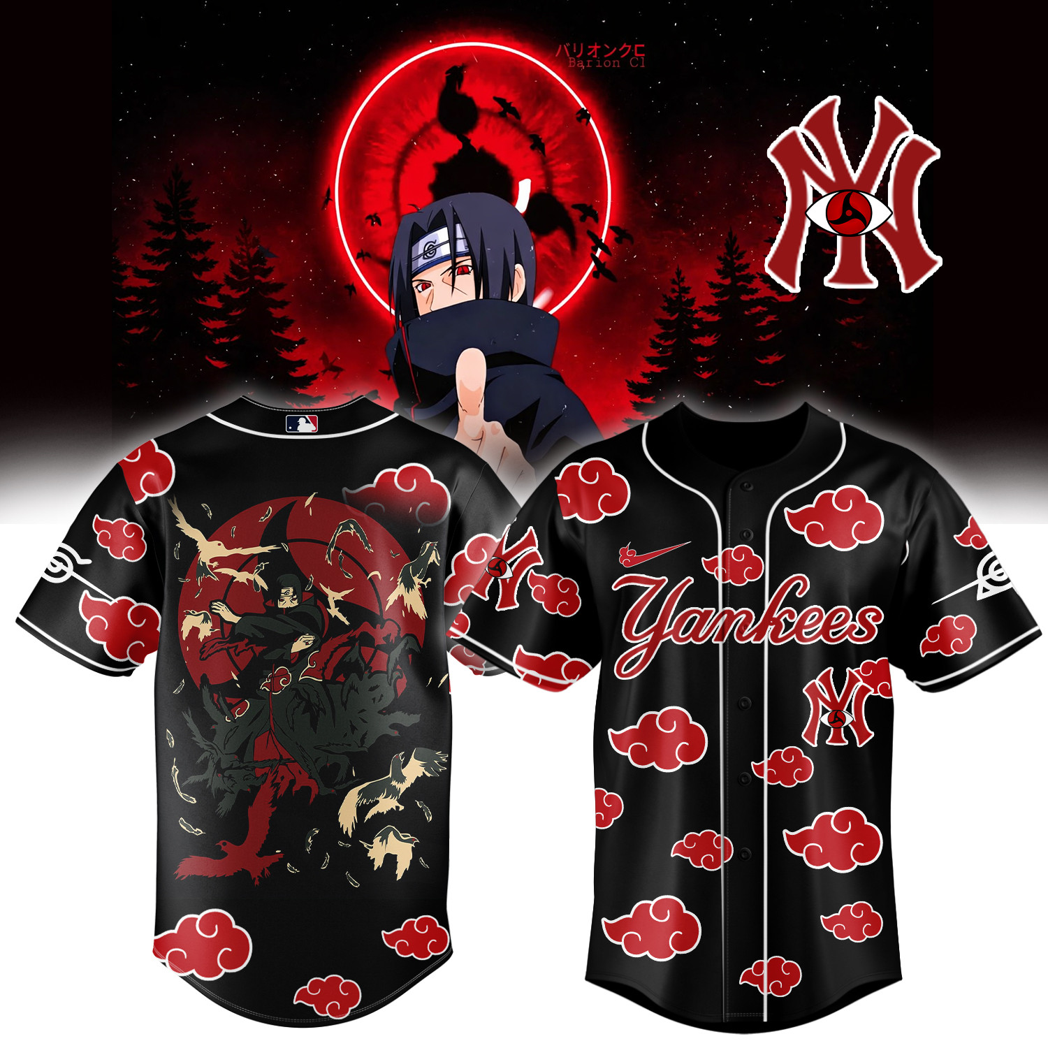 NY Yankees x Naruto Itachi Baseball Jersey 2026 MLB Playoffs Merch Gift For Anime Lovers