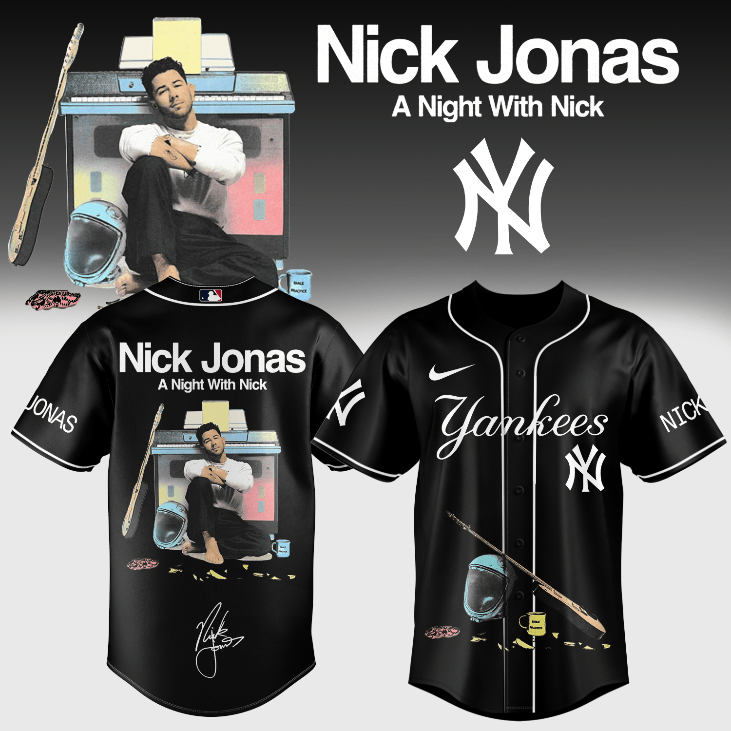 NY Yankees x Nick Jonas A Night With Nick Tour Baseball Jersey MLB 2026 Merch Gift For Husband