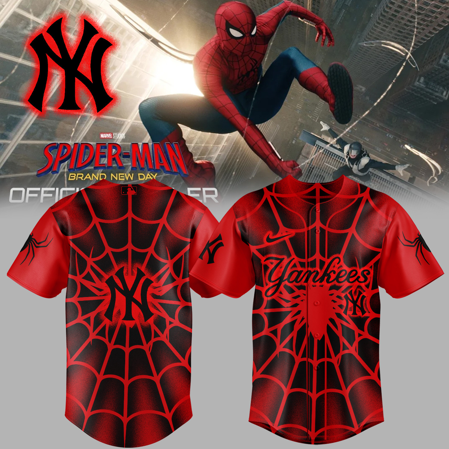 NY Yankees x Spider Man Baseball Jersey 2026 MLB Playoffs Shirt Best Gift For Yankees Fans
