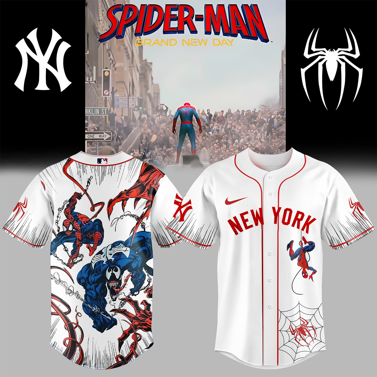 NY Yankees x Spider Man Baseball Jersey Marvel MLB NY Graphic Tee Spider Man Fans Gift