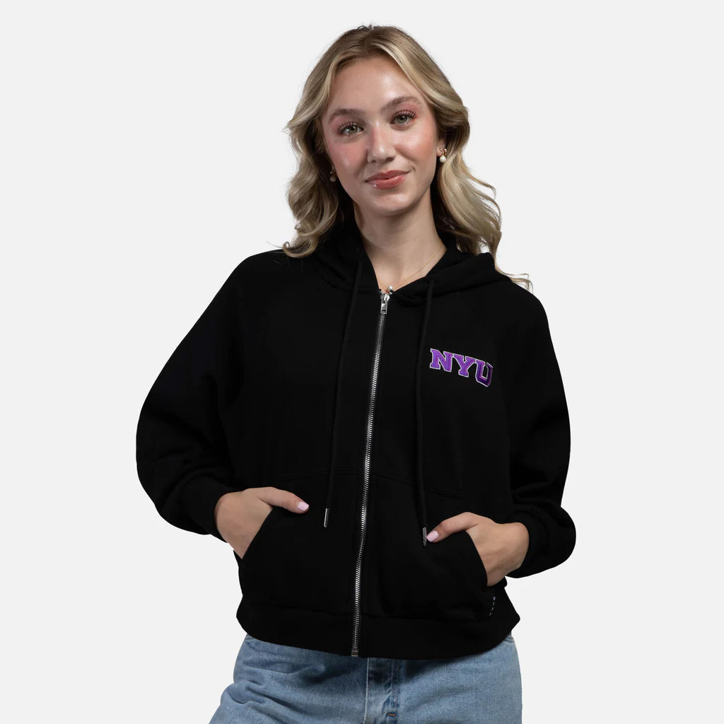 NYU Merch NYU Black Zip Hoodie Christmas Present For Girlfriend