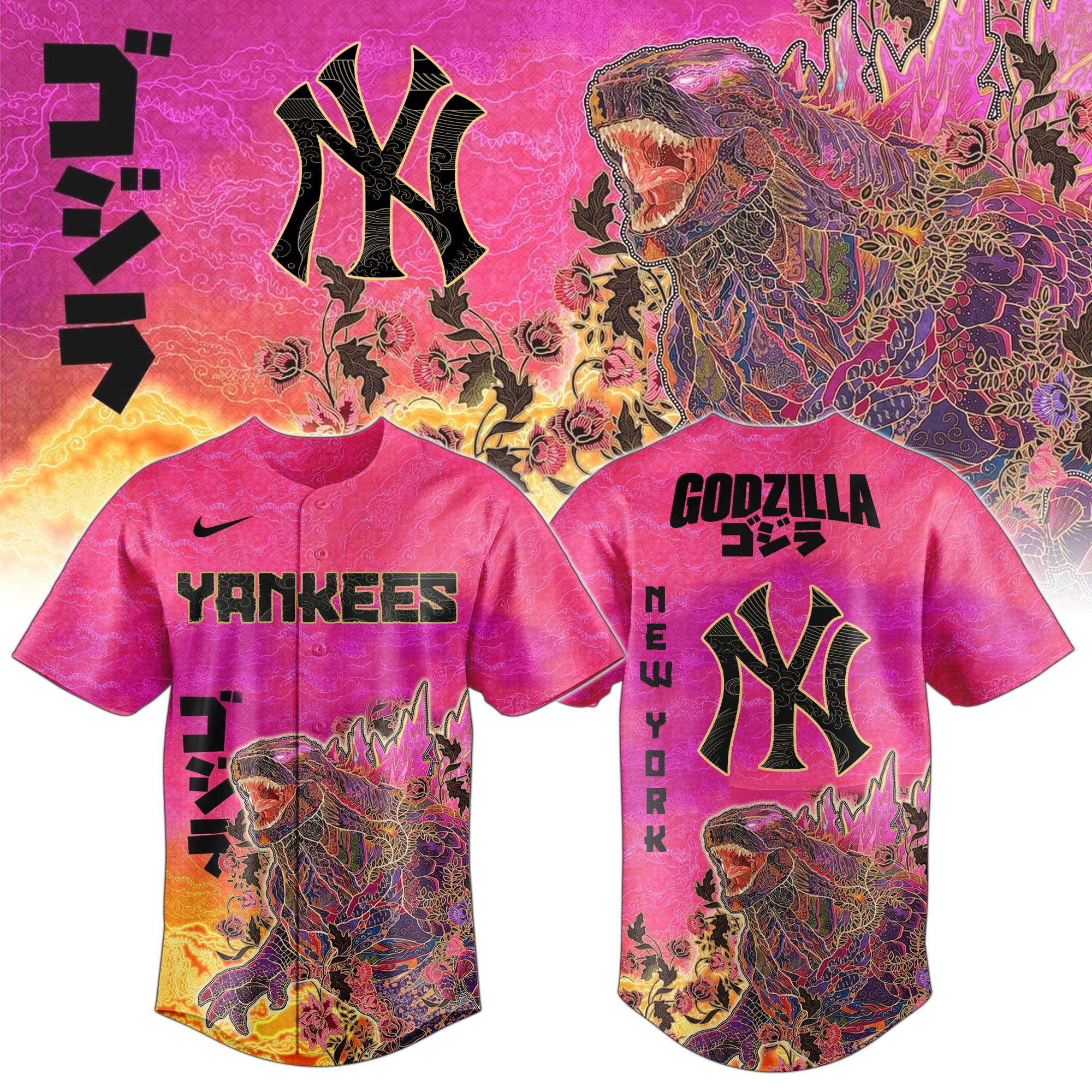 NYY X King Of Monsters Batik Jersey New York Yankees Merch Wonderful Gift For Sports Lovers