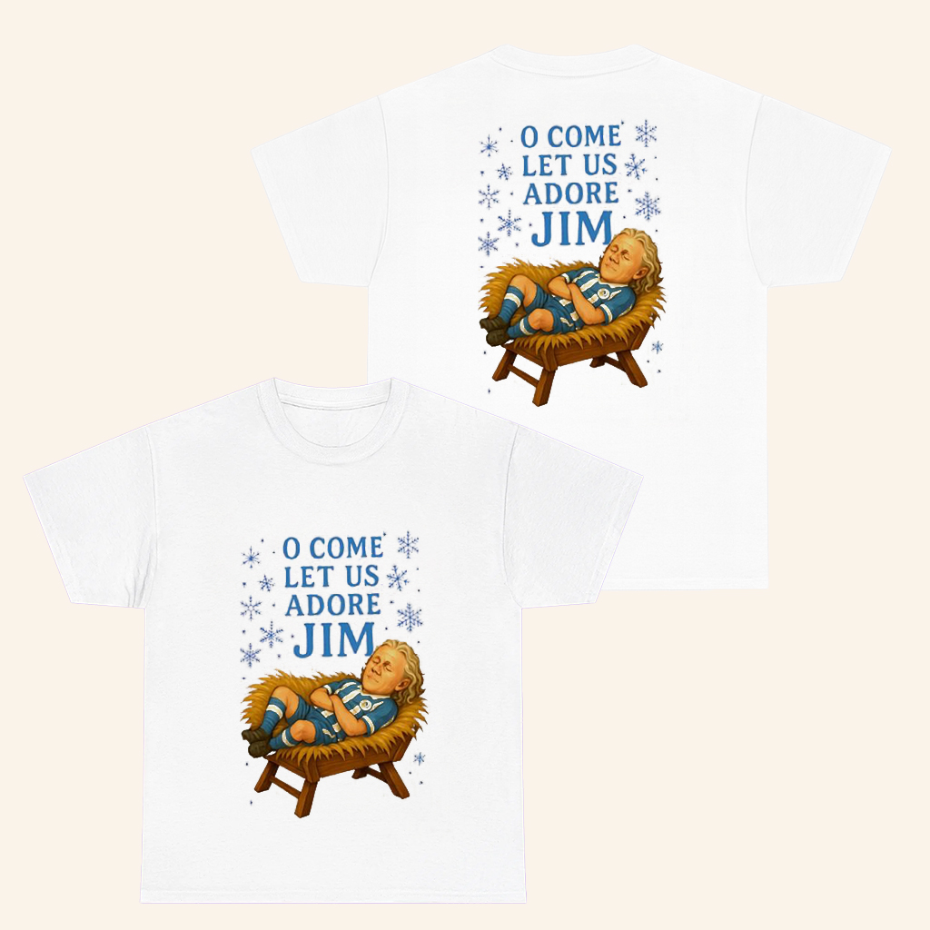 O Come Let Us Adore Jim Wigan Christmas T-Shirt Parody Funny Shirt Gifts For Soccer Fans