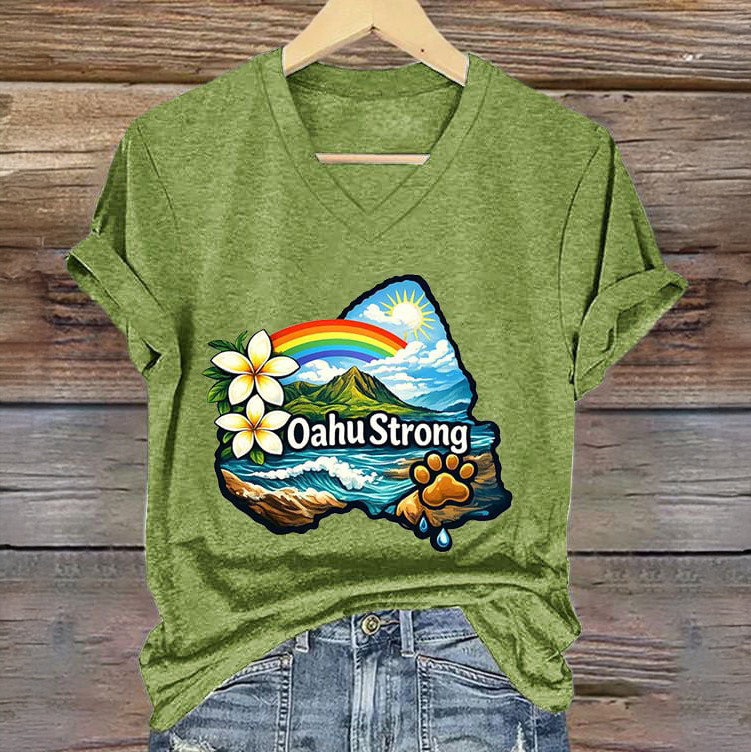 Oahu Strong Galathreads V-Neck Shirt Streewear Apparel Galathreads Gift For Girlfriend