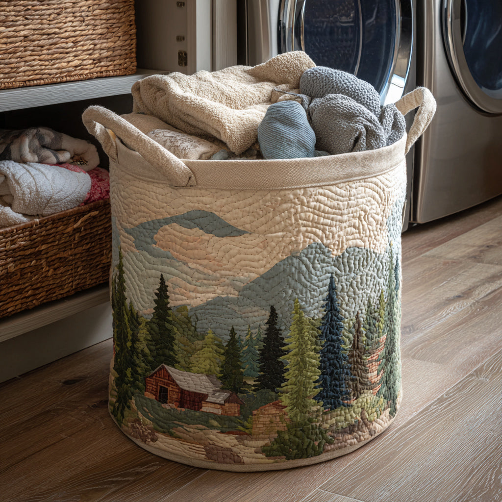 Oak Woodland Quilted Laundry Basket Father's Day Merch Gift