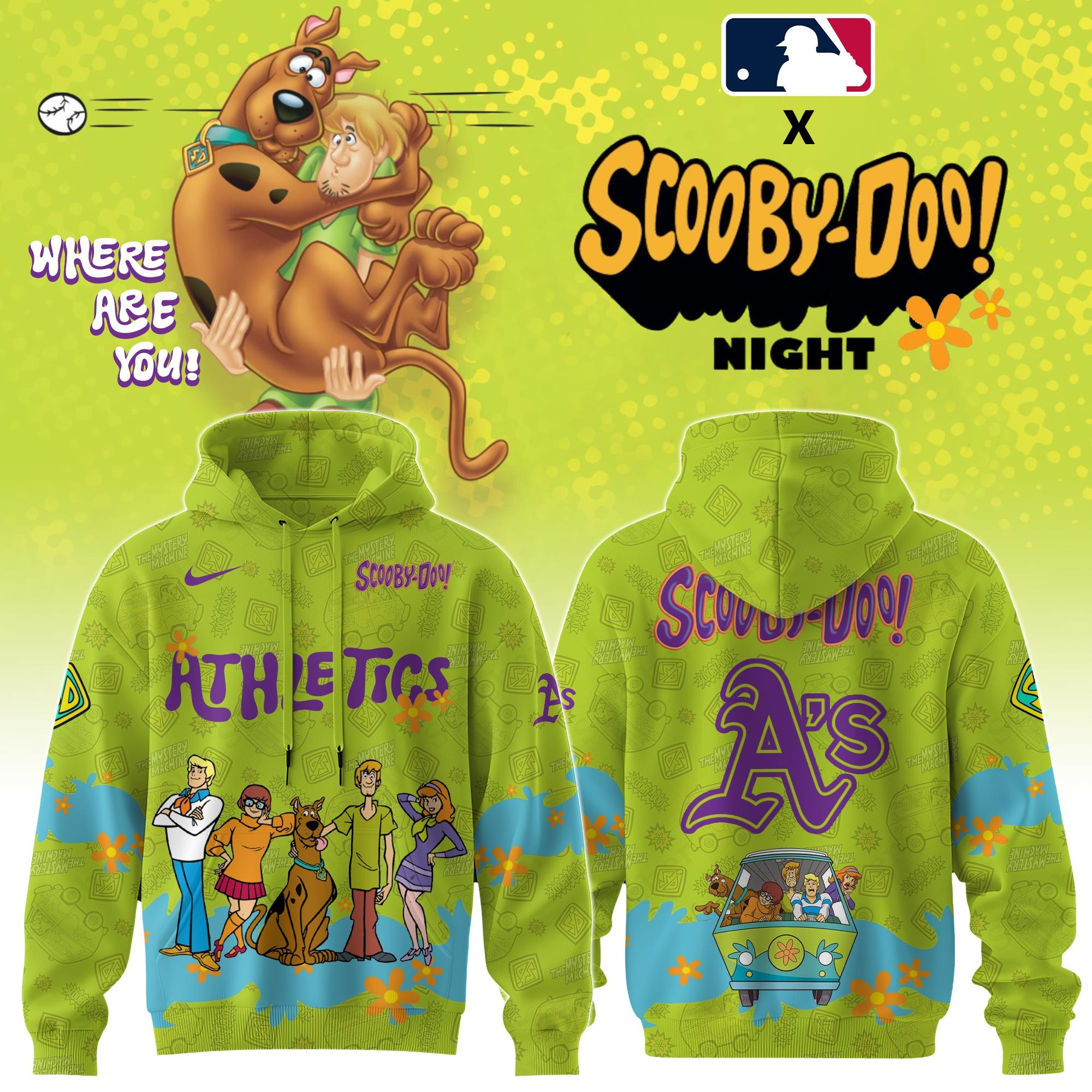 Oakland Athletics MLB X Scooby Doo Hoodie Merch For Baseball Fans Ideas For Gifts