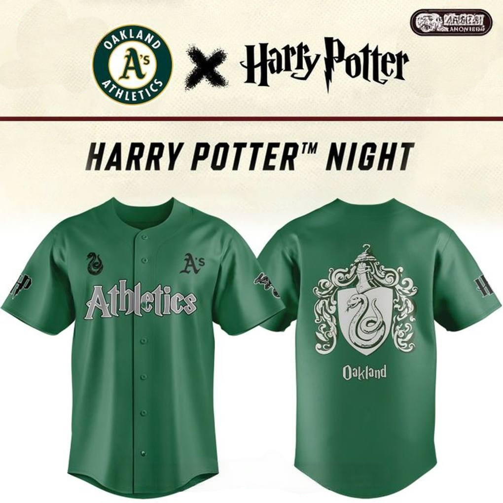 Oakland Athletics x Harry Potter Slytherin House Limited Edition Baseball Jersey Fans Gifts