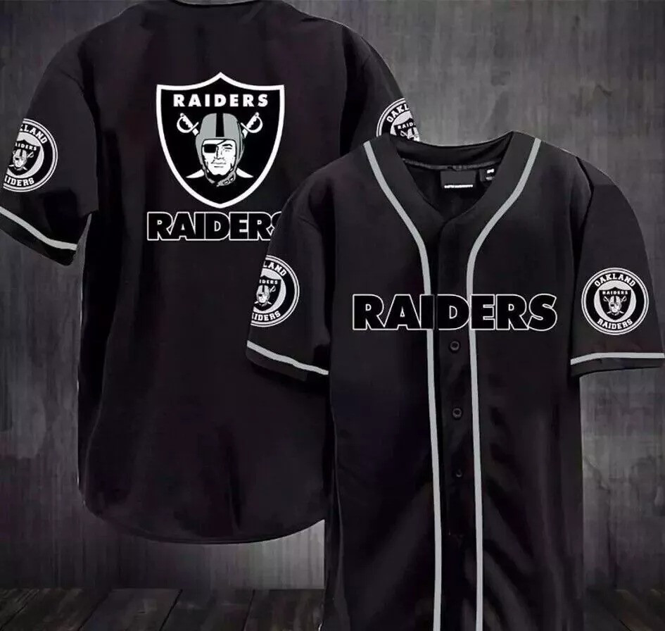 Oakland Raiders Team Black Baseball Jersey Best Gift For Fans