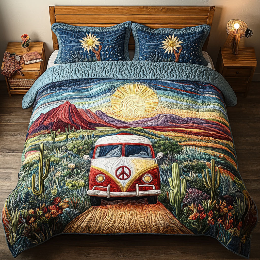 Oasis in the Desert Quilted Bedding Set Cozy Bedroom Decor Hippie Gifts For Mom