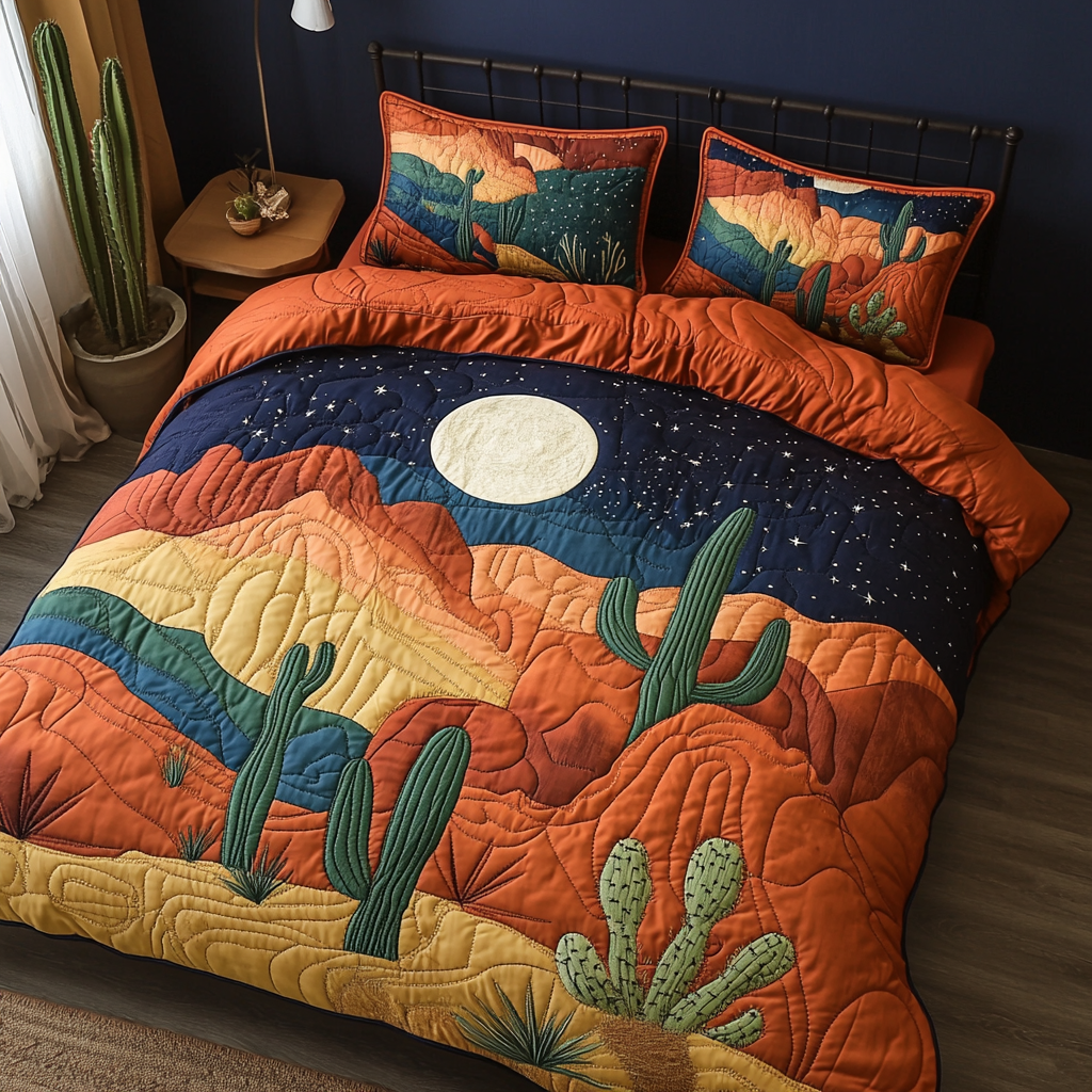 Oasis Magic Quilted Bedding Set Bed Room Decoration Cactus For Birthday Gift