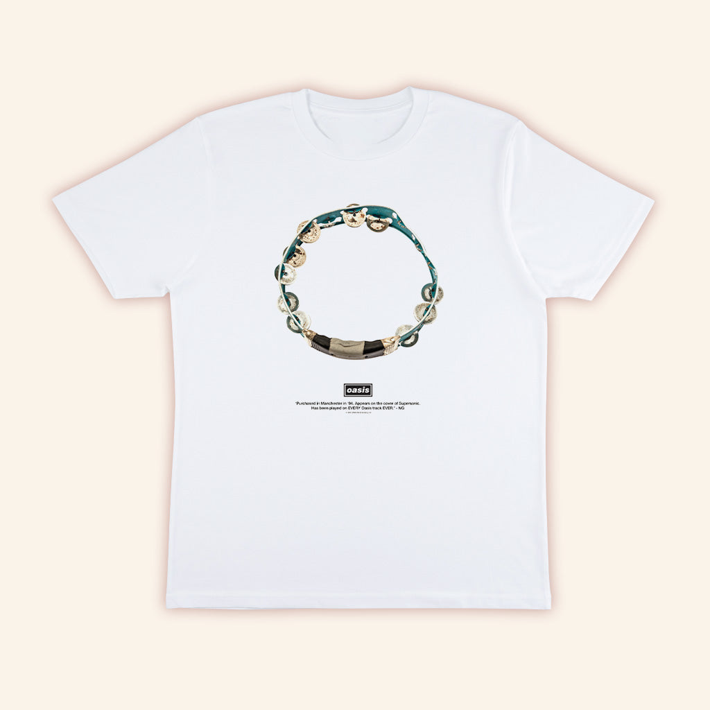 Oasis Merch 2025 DM Tamborine T-Shirt White Gifts For Her Oasis Merch 2025 DM Tamborine T-Shirt White Gifts For Her