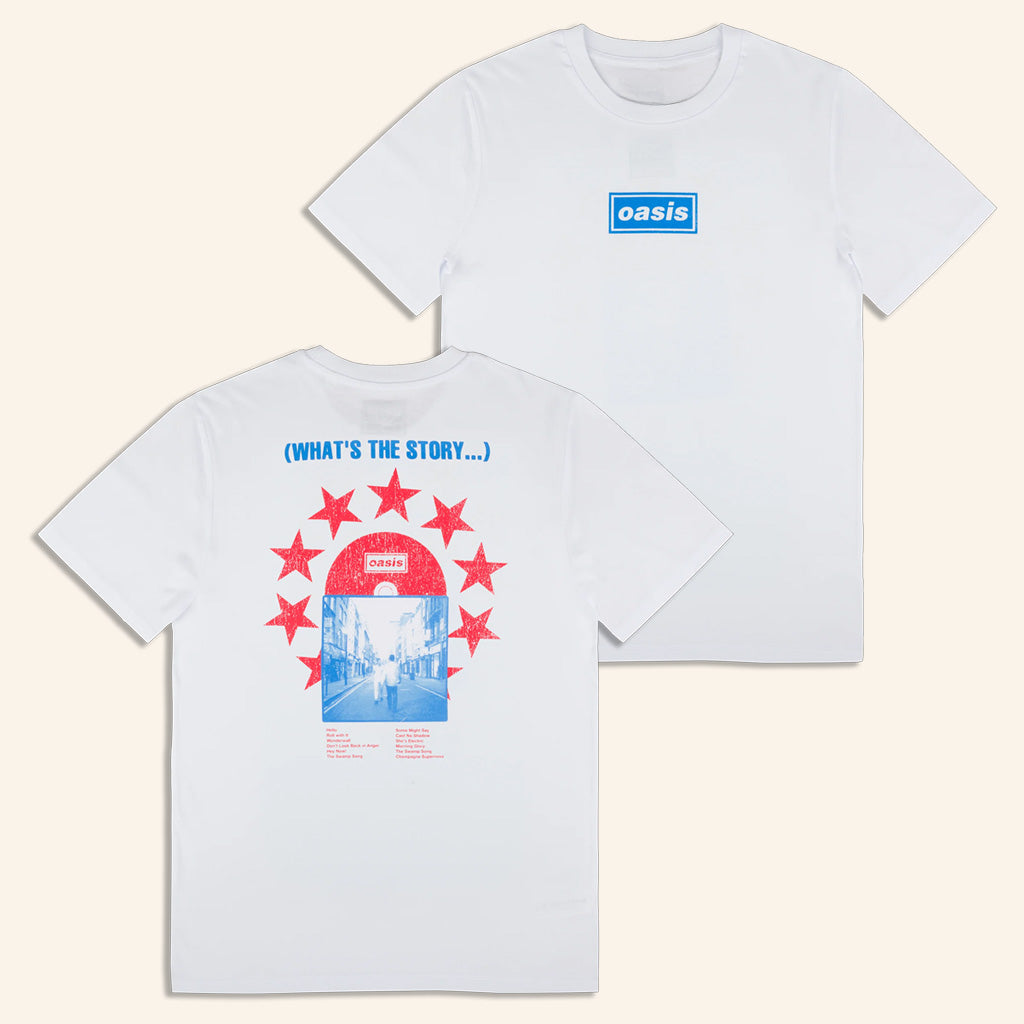 Oasis Merch 2025 Live 25 Whats The Story CD T-Shirt White Birthday Ideas For Husband