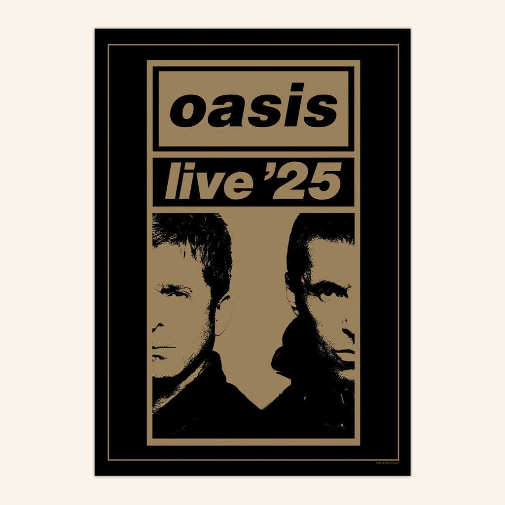 Oasis Merch 2025 Poster Gold Half Faces Live 25 Poster Fan Merch Best Gifts For Music Lovers