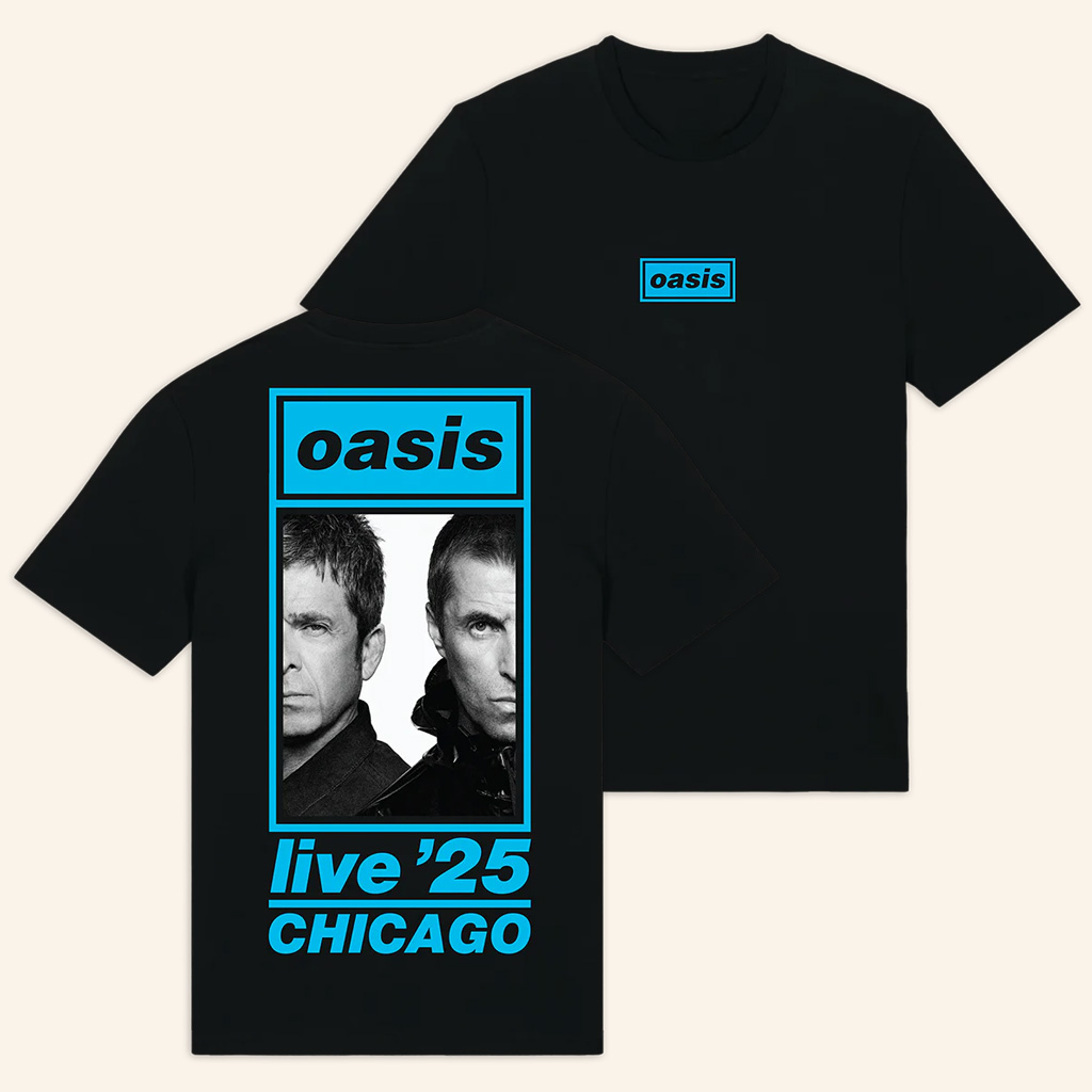 Oasis Merch Live '25 Chicago Half Faces T-Shirt Cool Gifts For Rock Lovers