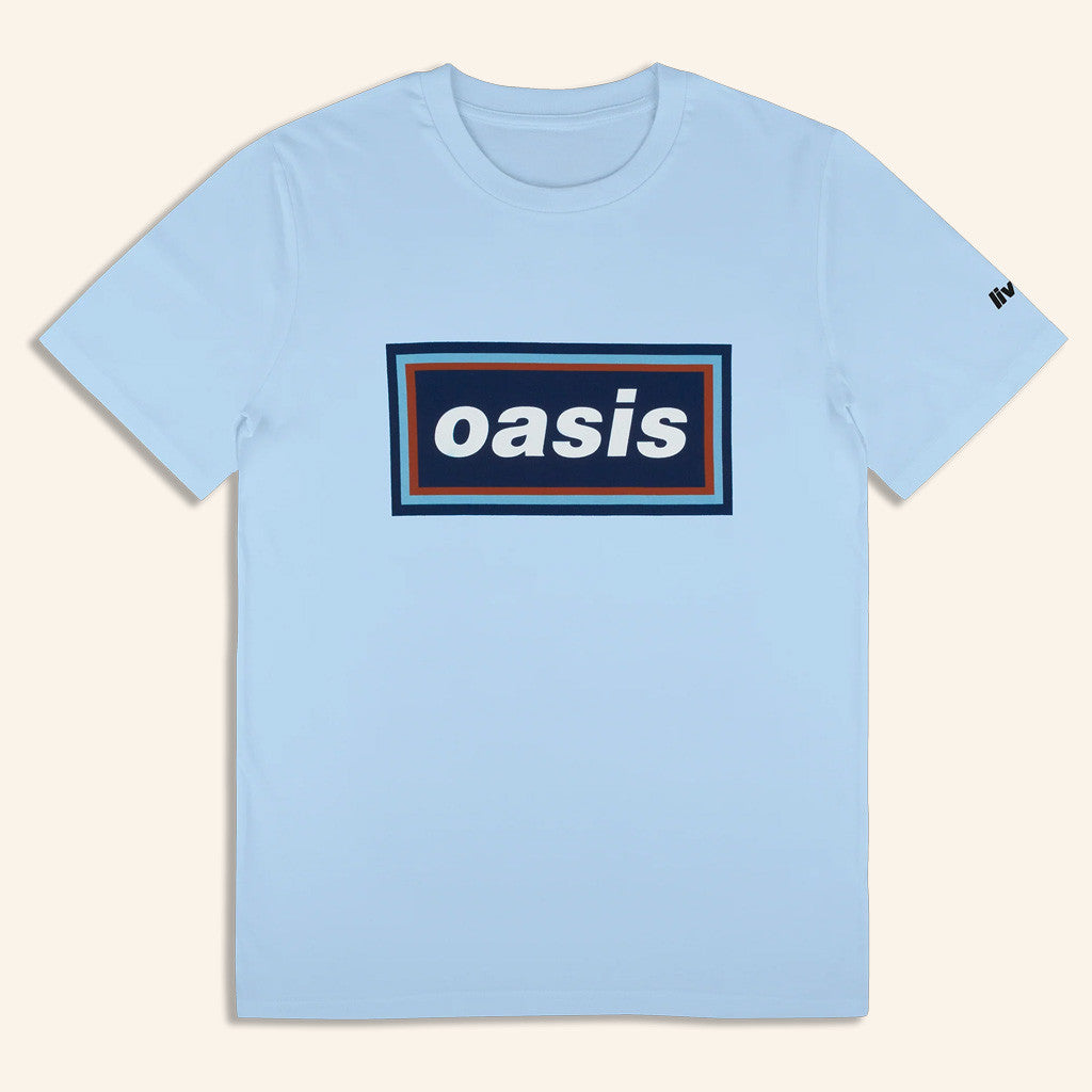 Oasis Merch Live 25 Tour 2025 Live 25 96 Retro Logo T-Shirt Light Blue Gifts For Fans Oasis Merch Live 25 Tour 2025 Live 25 96 Retro Logo T-Shirt Light Blue Gifts For Fans