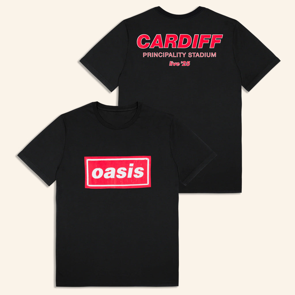 Oasis Merch Live 25 Tour Live 25 Cardiff T-Shirt Black Gifts For Dad Oasis Merch Live 25 Tour Live 25 Cardiff T-Shirt Black Gifts For Dad