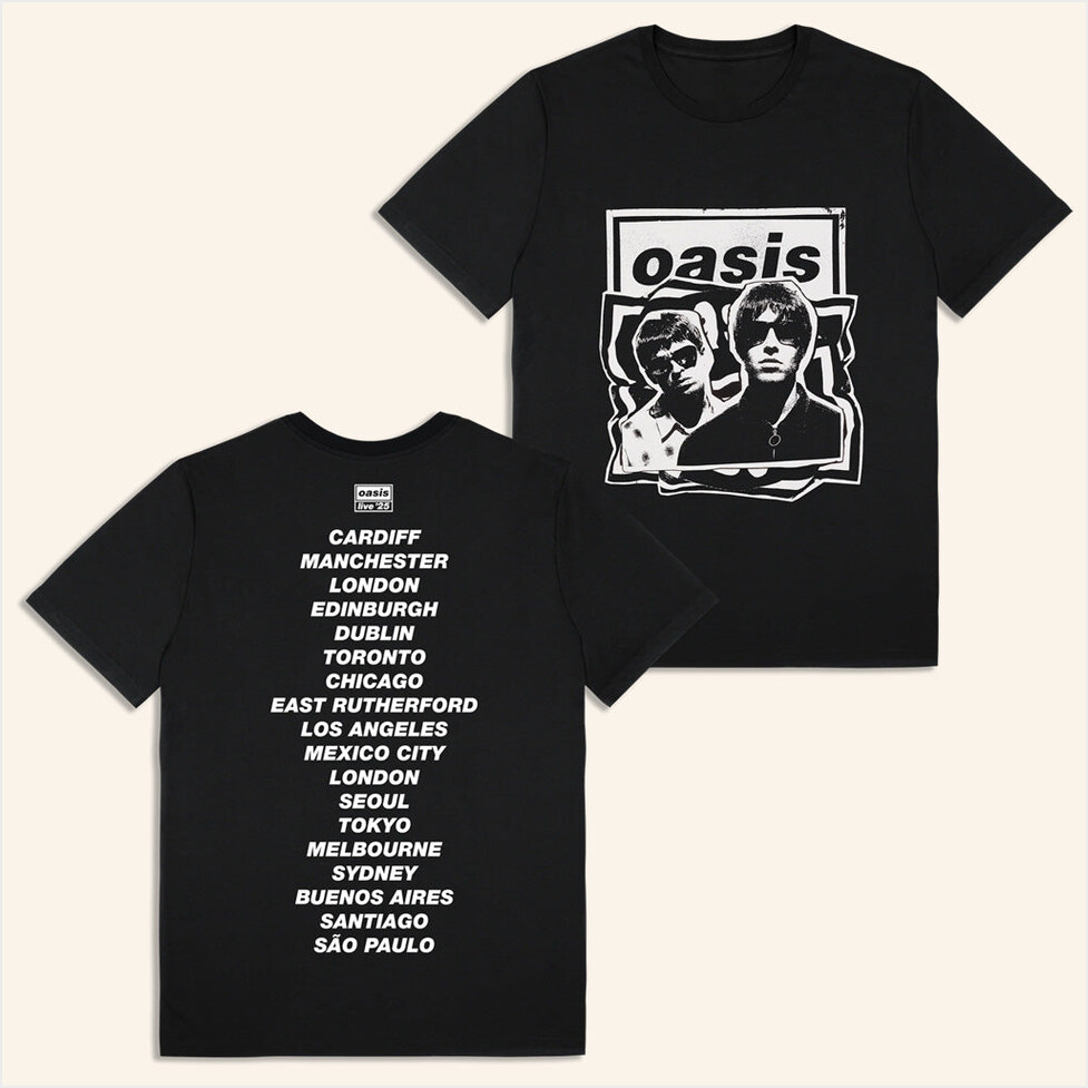 Oasis Merch Live 25 Tour Live 25 Cut Out Photo Tour T-Shirt Black Best Birthday Gifts For Dad