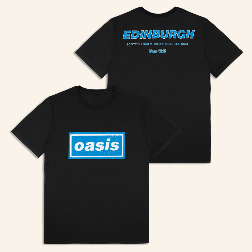 Oasis Merch Live 25 Tour Shirt Live 25 Edinburgh T-Shirt Black Best Gifts For Him Oasis Merch Live 25 Tour Shirt Live 25 Edinburgh T-Shirt Black Best Gifts For Him
