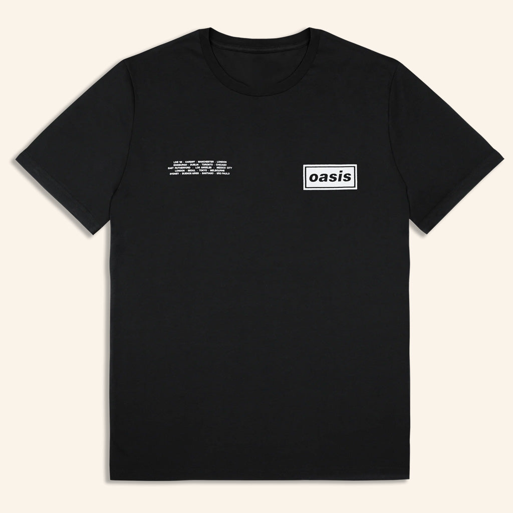 Oasis Merch Live 25 Tour Shirt Live 25 Global Cities Logo T-Shirt Black Gift Ideas For Husband Oasis Merch Live 25 Tour Shirt Live 25 Global Cities Logo T-Shirt Black Gift Ideas For Husband