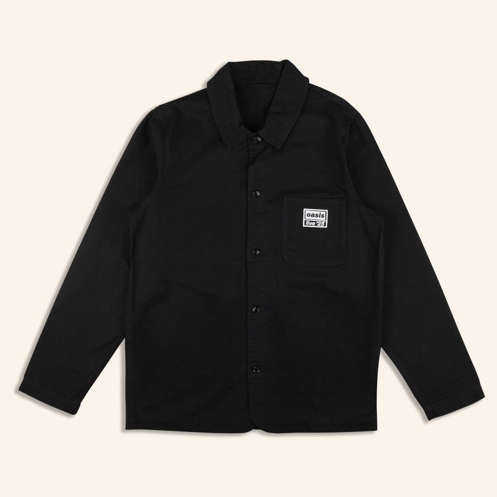 Oasis Merch Live 25 Tour Shirt Live 25 Tour Logo Long Sleeve Button Up Shirt Black Oasis Merch Live 25 Tour Shirt Live 25 Tour Logo Long Sleeve Button Up Shirt Black