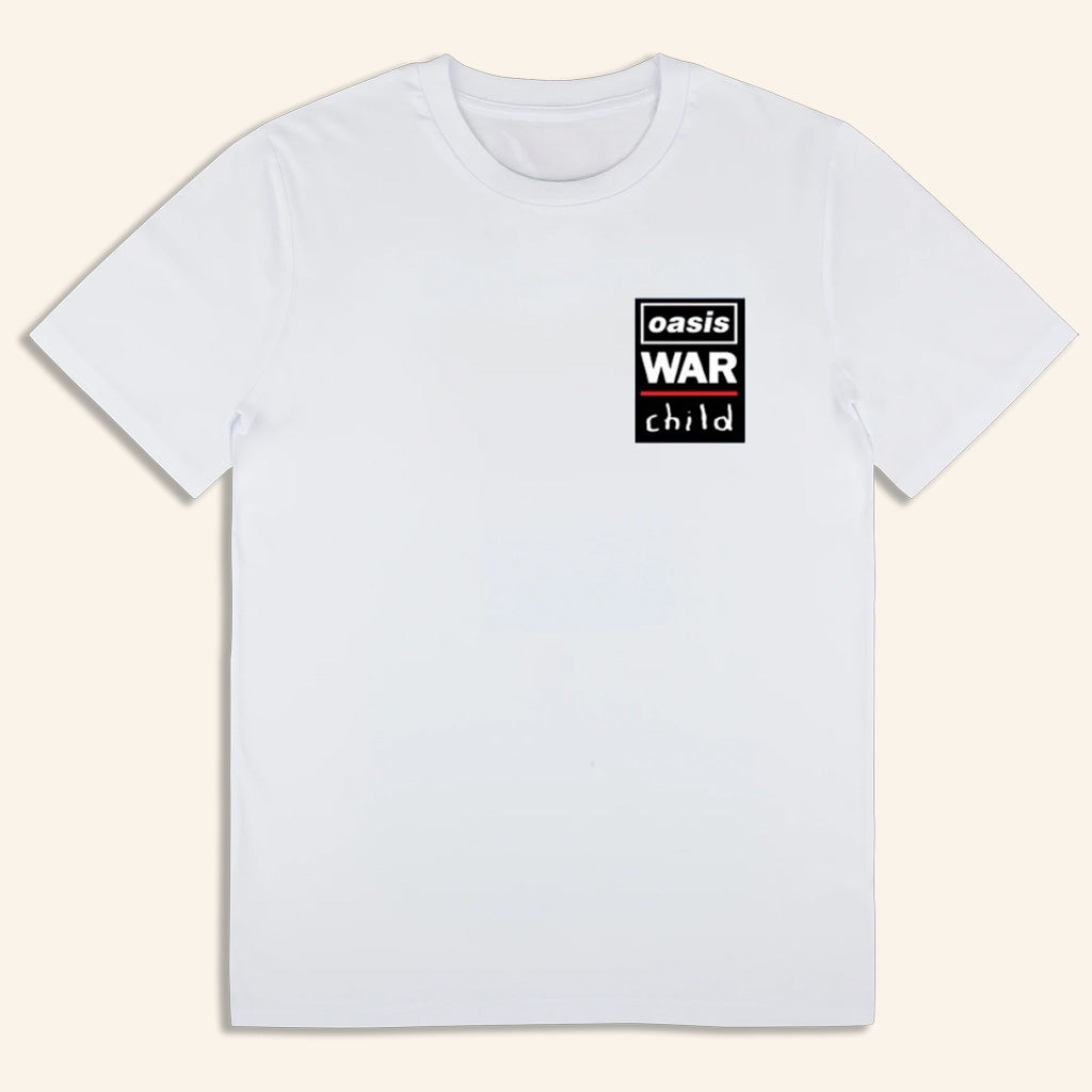 Oasis Merch Live 25 Tour Shirt Live 25 War Child T-Shirt White Gifts For Besties Oasis Merch Live 25 Tour Shirt Live 25 War Child T-Shirt White Gifts For Besties