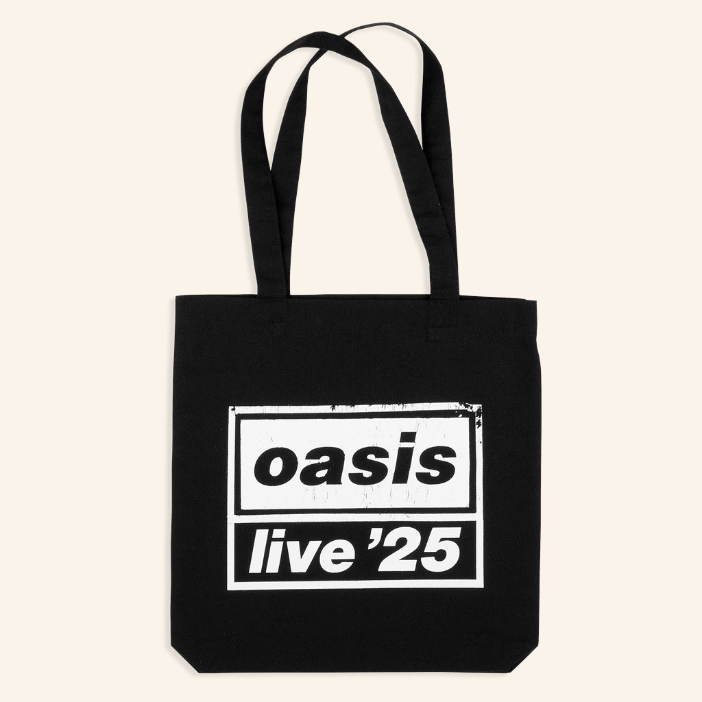 Oasis Merch Logo Live '25 Black Tote Bag Music Related Gifts For Guys