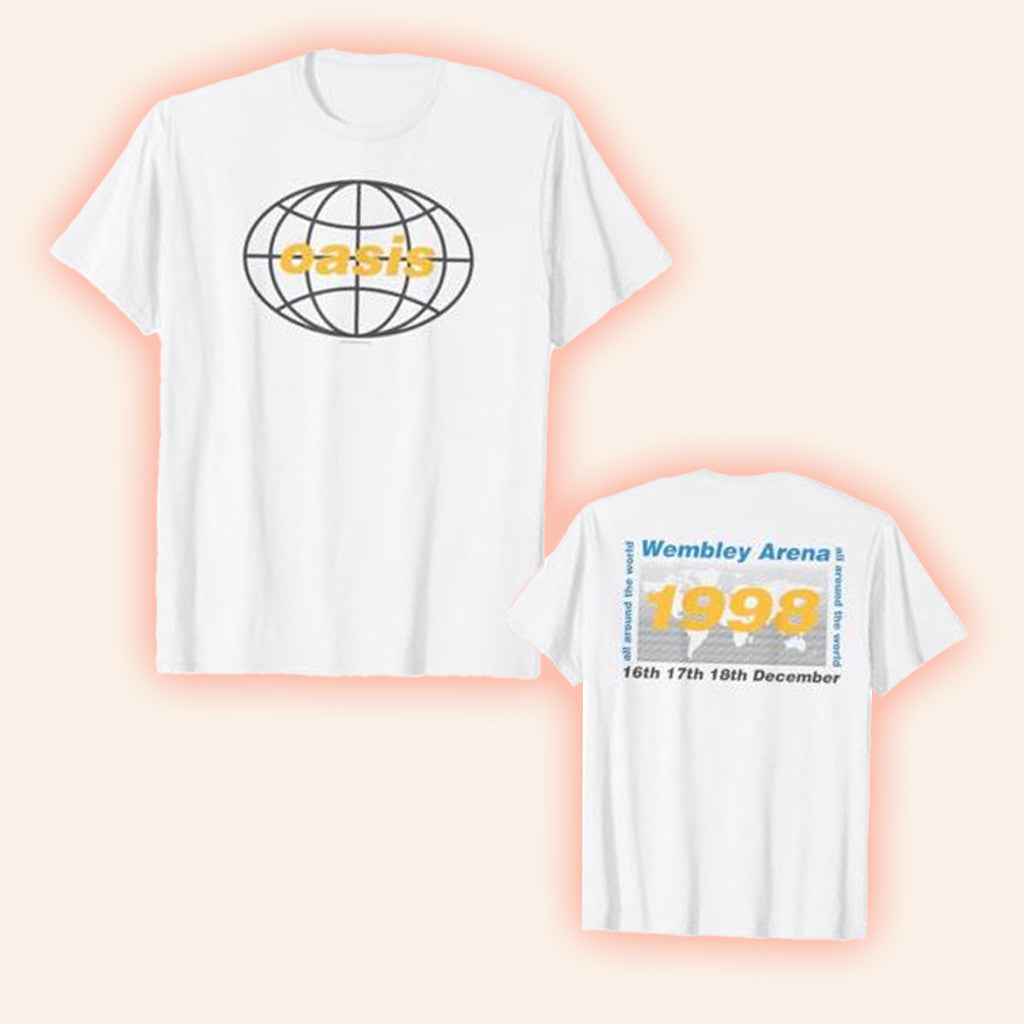 Oasis Merch Oasis All Around The World 1997 White T-Shirt Birthday Gifts For Him Oasis Merch Oasis All Around The World 1997 White T-Shirt Birthday Gifts For Him