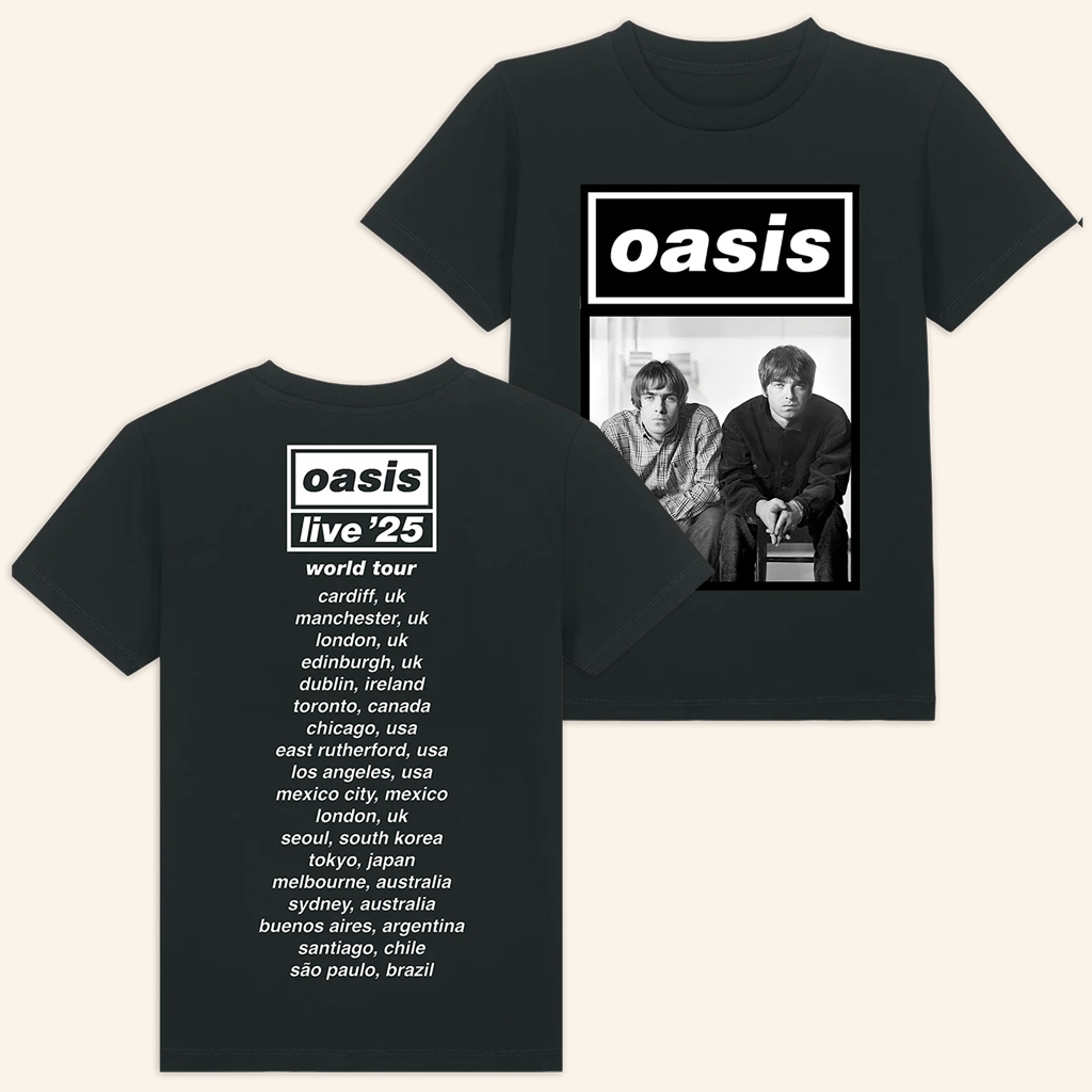 Oasis Merch Wonderwall Live '25 World Kids Tour Black T-Shirt Presents For Music Lovers