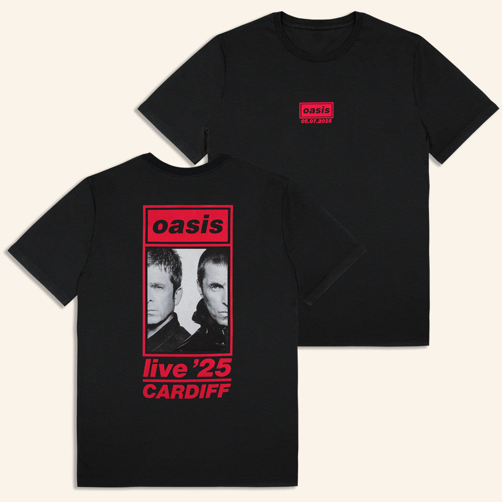 Oasis Tour Merch 2025 Live '25 Cardiff 5th July Event T-Shirt Black Gifts For Dad Oasis Tour Merch 2025 Live '25 Cardiff 5th July Event T-Shirt Black Gifts For Dad