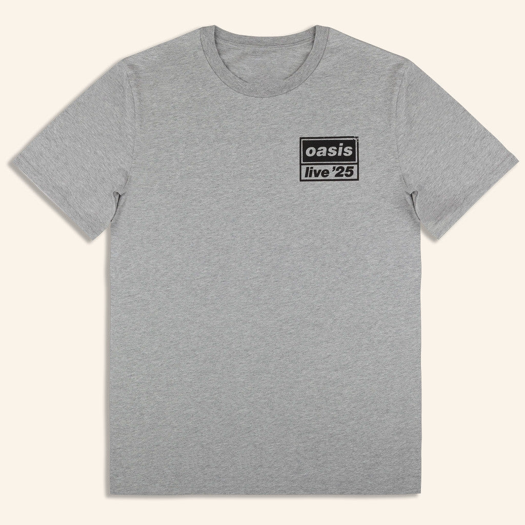 Oasis Tour Merch 2025 Live '25 Distressed Tour Logo T-Shirt Grey Gifts For Friends Oasis Tour Merch 2025 Live '25 Distressed Tour Logo T-Shirt Grey Gifts For Friends