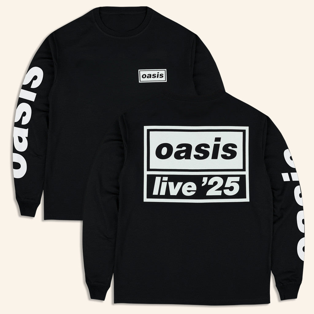 Oasis Tour Merch 2025 Live '25 Tour Logo Long Sleeve T-Shirt Black Gifts For Him Oasis Tour Merch 2025 Live '25 Tour Logo Long Sleeve T-Shirt Black Gifts For Him
