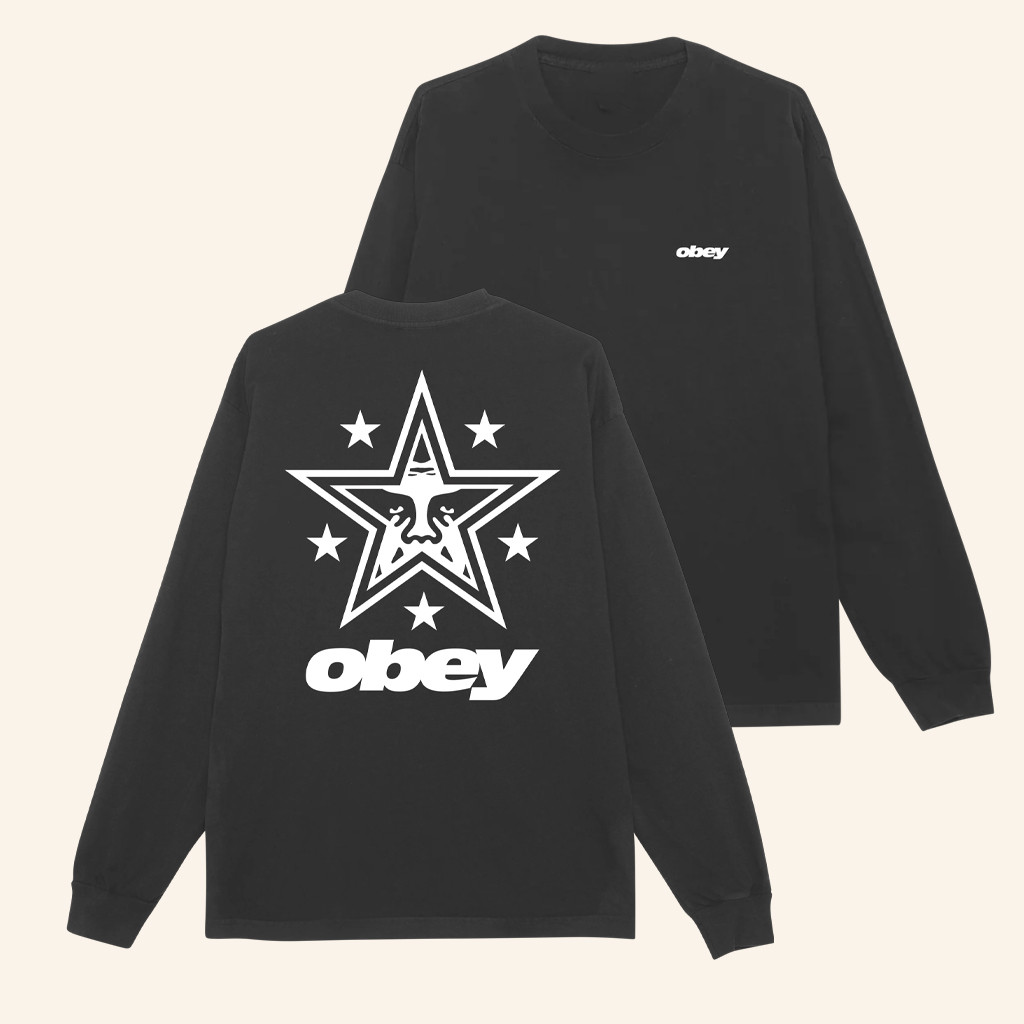 Obey Clothing Merch Obey Star Pigment Long Sleeve T-Shirt Christmas Gifts For Guys