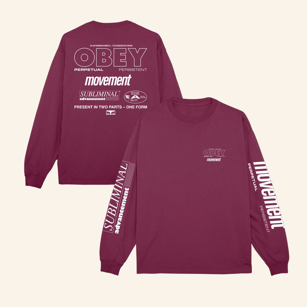 Obey Clothing Merch Persistent Movement Pigment Long Sleeve T-Shirt Gifts For Him