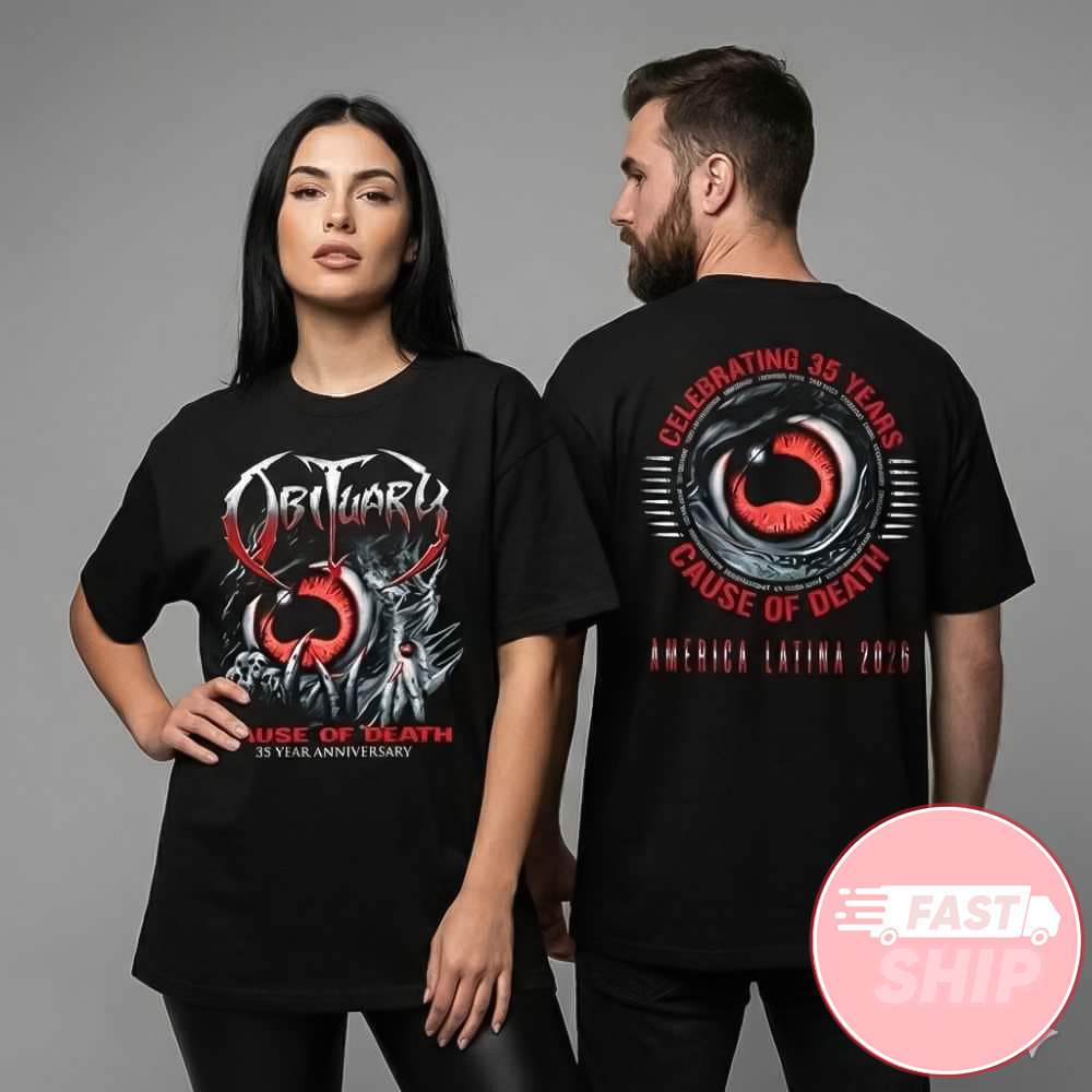 Obituary Latin America Tour 2026 Cause Of Death 35th Anniversary Celebration T-Shirt(1)