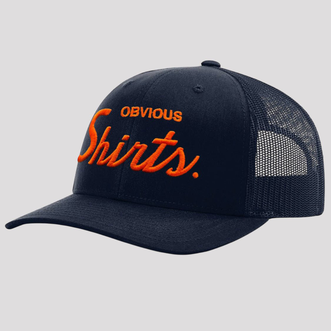 OBVIOUS SHIRTS Merch Obvious Shirts Script Embroidered Trucker Hat Birthday Ideas For Husband