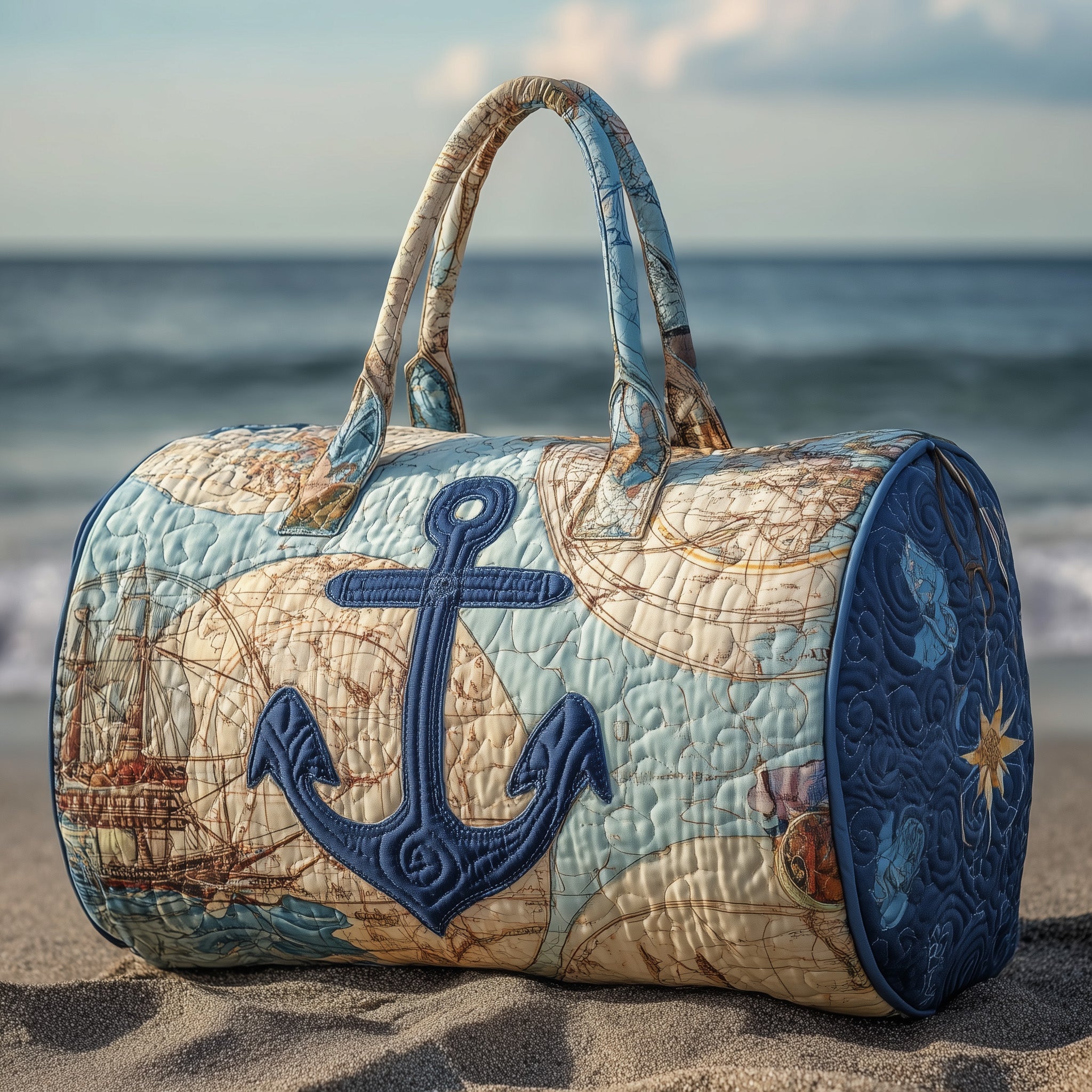 Ocean Anchor Quilted Duffle Bag For Office And Campus