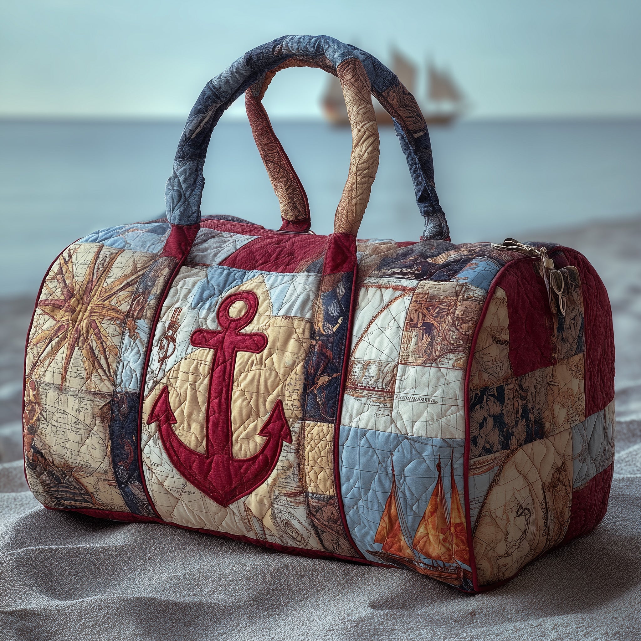 Ocean Anchor Quilted Duffle Bag For Outdoor Activities