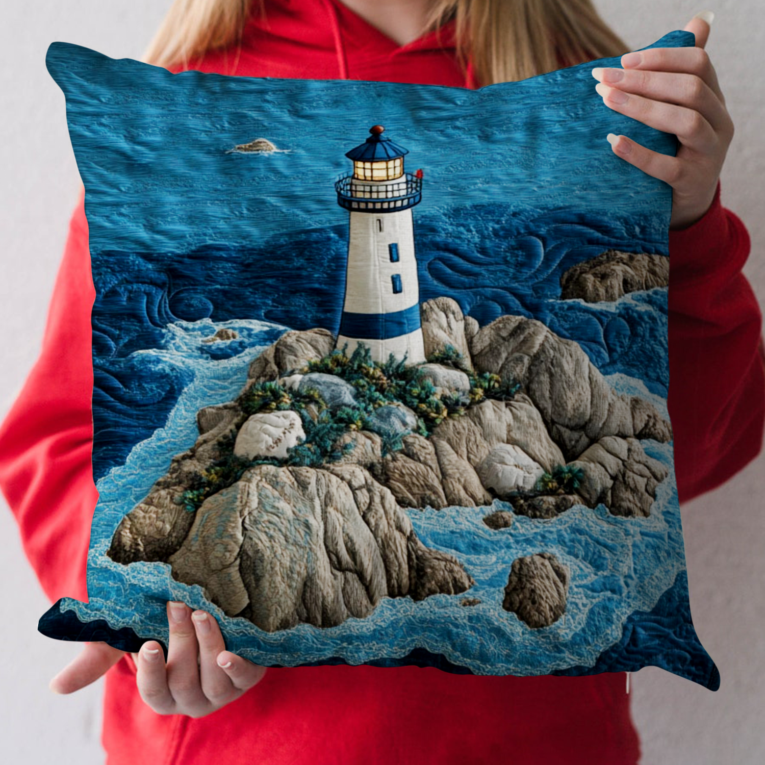 Ocean Beacon Quilted Pillow Case Decorative Pillow Cases Gifts For Lighthouse Lovers