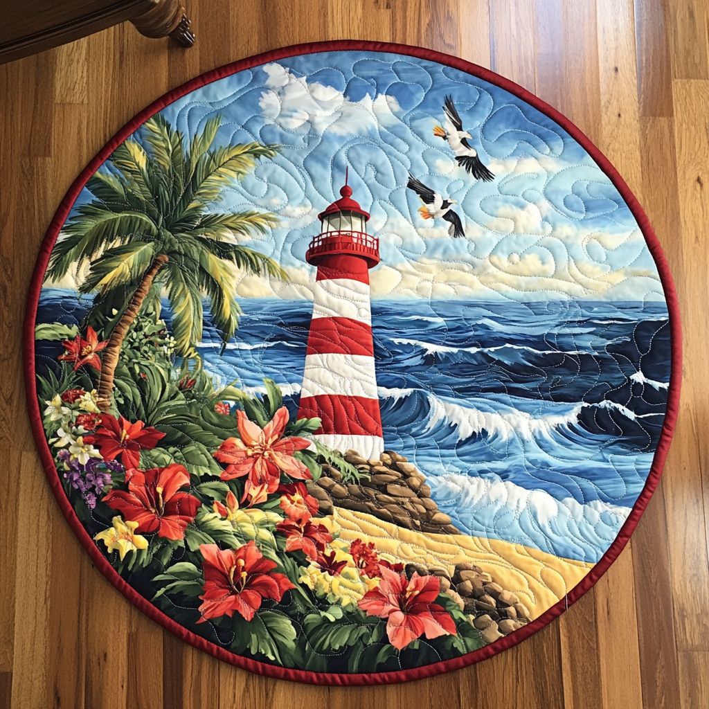 Ocean Beacon Quilted Round Mat Front Entryway Ideas Gifts For People Who Love The Beach