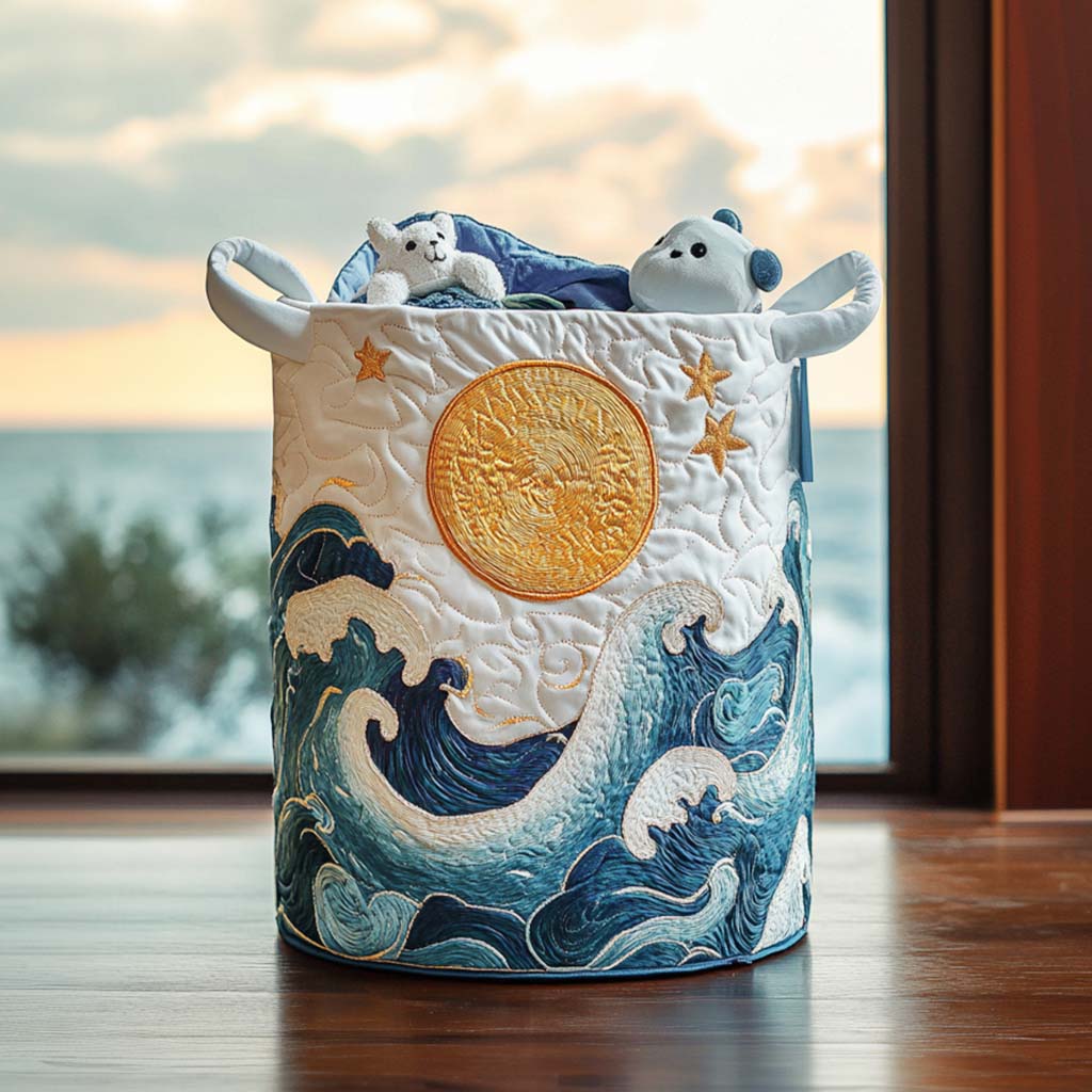 Ocean Bliss Flow Quilted Laundry Basket Best Gift For Him
