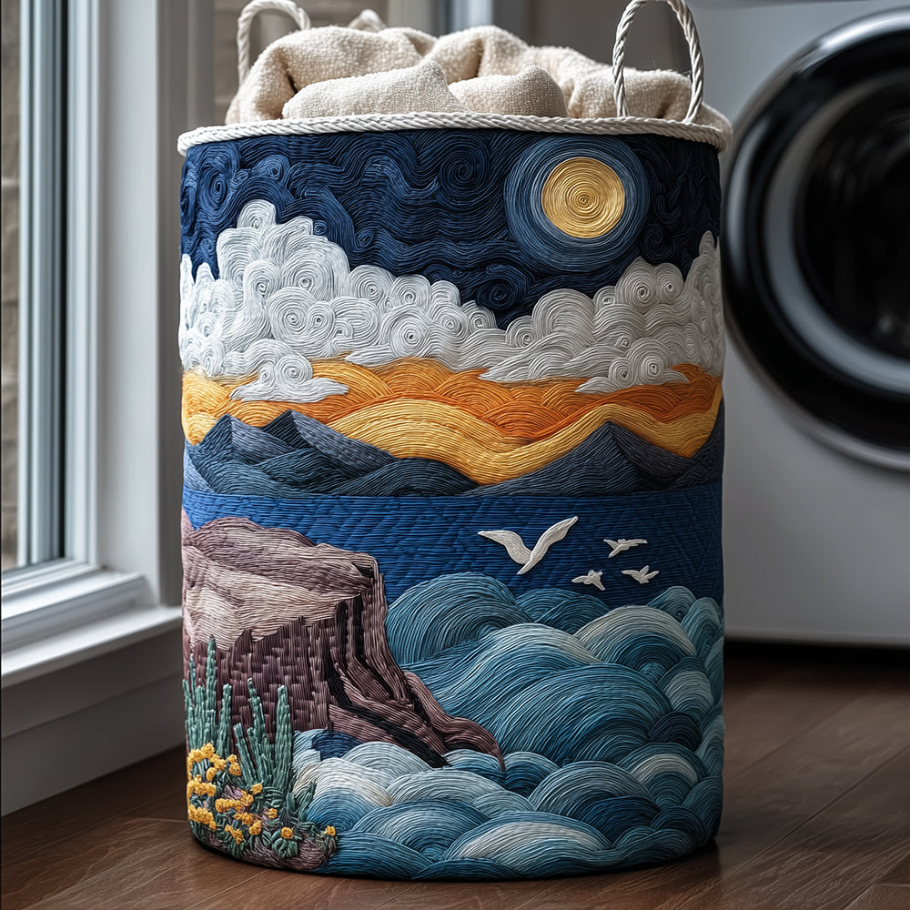 Ocean Bliss Quilted Laundry Basket Must-Have Home Essential