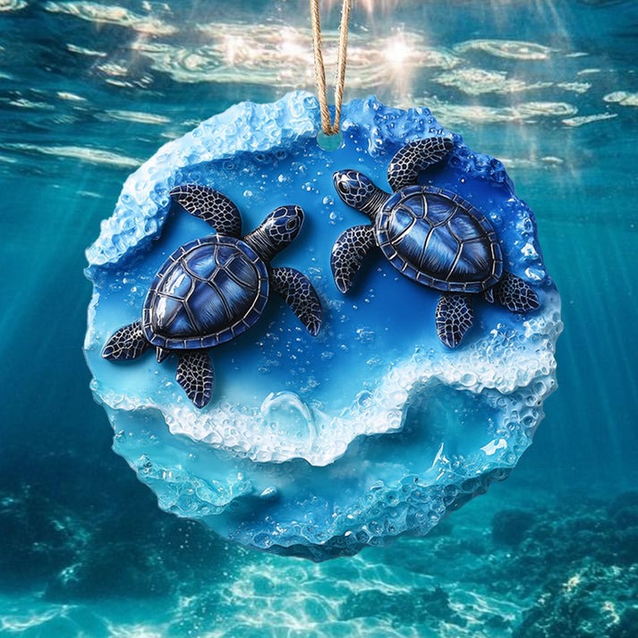 Ocean Bliss Turtle Christmas Ornament Cute Tree Decoration Presents For Turtle Lovers